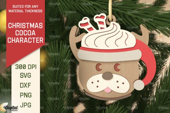 3D Christmas Cocoa Dog Laser Cut for Winter Amp