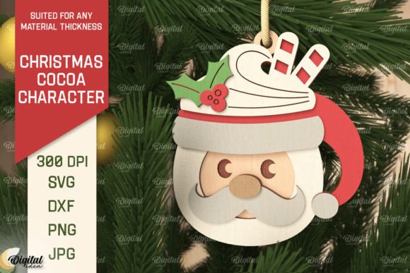 3D Christmas Cocoa Santa Claus Laser Cut for Winter Amp