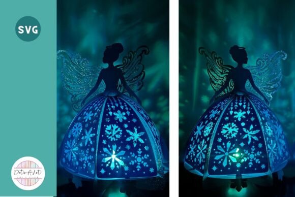 3d Snow Angel Paper Lanterns SVG for Christmas