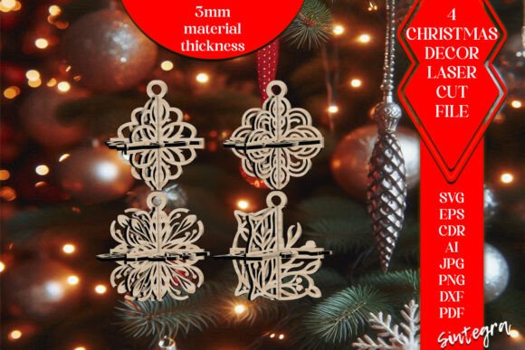 3DChristmas 4Balls Set SVG Laser Cut V31