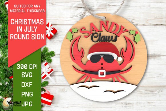Christmas in July Round Sign Laser Cut for Winter Amp Brands