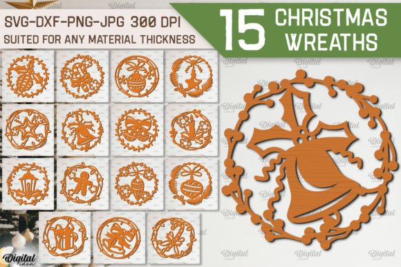 Christmas Wreaths Laser Cut Bundle for Winter Amp Creations