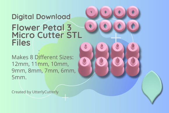 Clay Cutter STL File Flower Petal 3 Micro Cutter: Essential Tools for Design