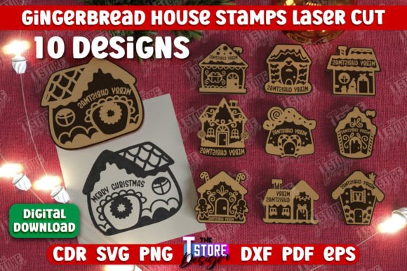 Gingerbread House Stamps Bundle CNC for Winter Amp