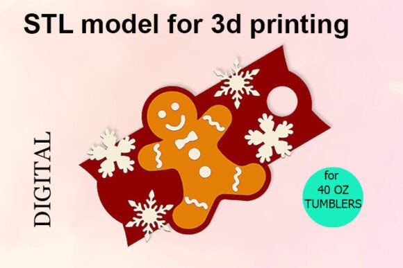 Gingerbread Men 40 OZ Tumbler Stl File for Kitchen Amp Brands