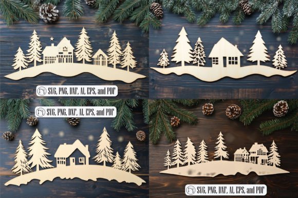 Laser-cut Christmas Scene SVG Bundle for Wall Decor