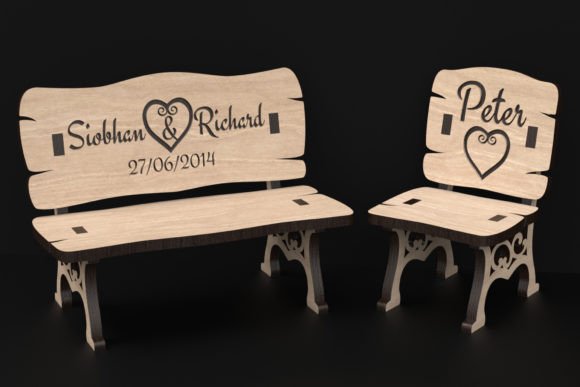 Laser Cut Rustic Bench Chair Svg Files for Wedding Branding