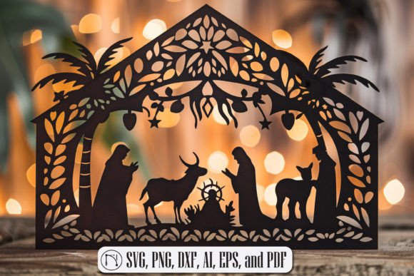 Nativity Scene Laser Cut SVG File for Winter Amp Branding
