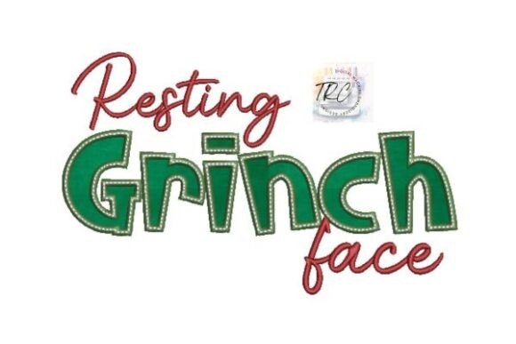 Resting Grinch Face Embroidery Design for Christmas Projects