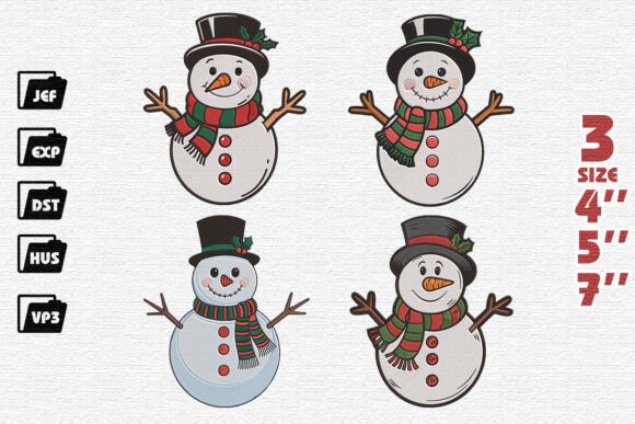 Set of 4 Cute Snowmen for Christmas Branding