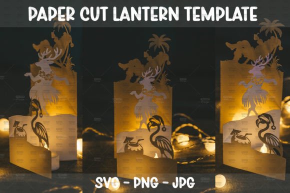 Summer Christmas Paper Cut Lantern SVG for Modern Publishing