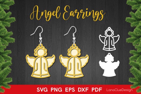 Two Layered Angel Earring SVG Template for Branding