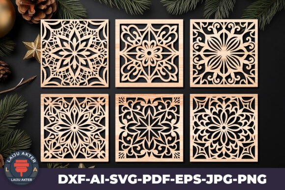 Wood Laser Cut Coasters Design Ornament for Local Brand Ornaments